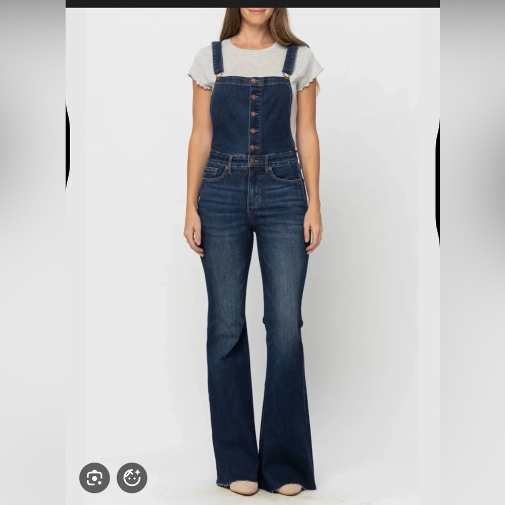 Judy Blue Tummy Control Flare Overalls, size S